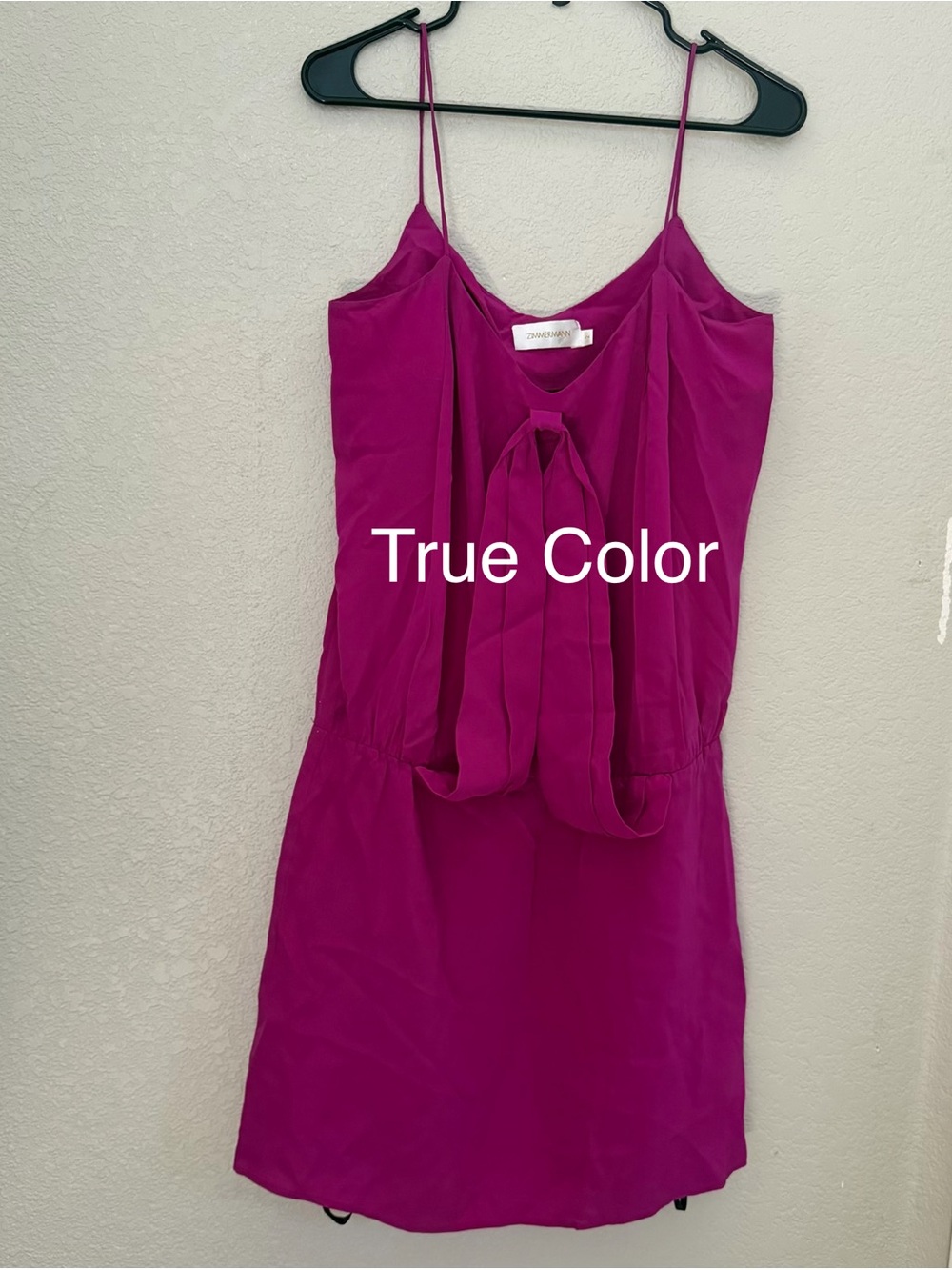 Zimmermann Fuchsia Silk Bow Mini Dress Size 2 - Picture 2 of 7